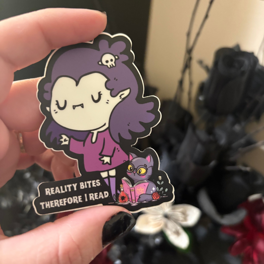 Vinyl Sticker: Reality Bites, Therefore I Read