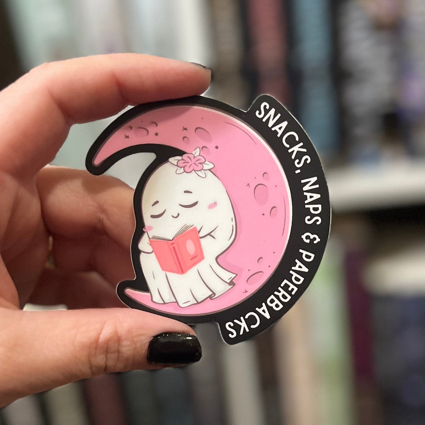 Vinyl Sticker: Snacks, Naps & Paperbacks